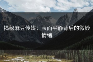 揭秘麻豆传媒：表面平静背后的微妙情绪