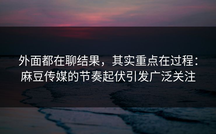 外面都在聊结果，其实重点在过程：麻豆传媒的节奏起伏引发广泛关注