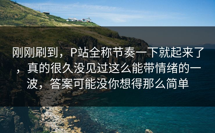 刚刚刷到，P站全称节奏一下就起来了，真的很久没见过这么能带情绪的一波，答案可能没你想得那么简单