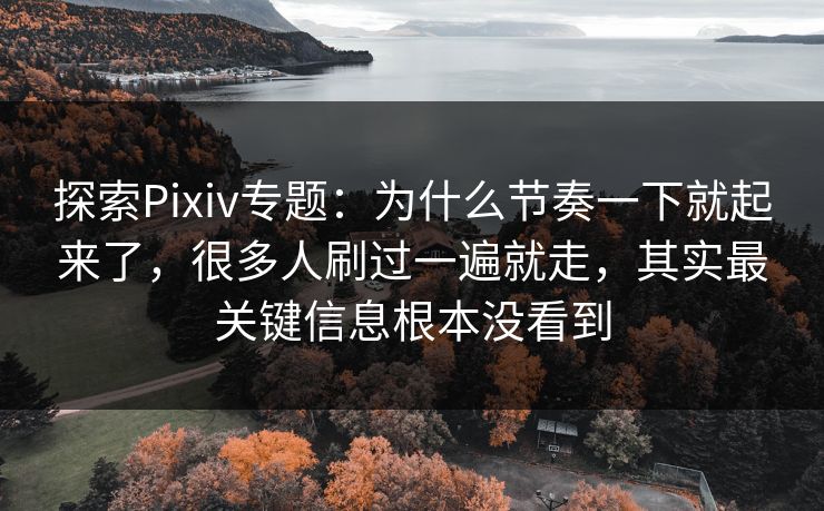 探索Pixiv专题:为什么节奏一下就起来了,很多人刷过一遍就走,其实最关键信息根本没看到 探索Pixiv专题:为什么节奏一下就起来了,很多人刷过一遍就走,其实最关键信息根本没看到