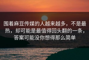围着麻豆传媒的人越来越多，不是最热，却可能是最值得回头翻的一条，答案可能没你想得那么简单