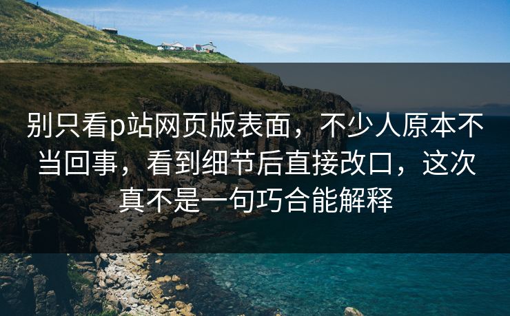 别只看p站网页版表面，不少人原本不当回事，看到细节后直接改口，这次真不是一句巧合能解释