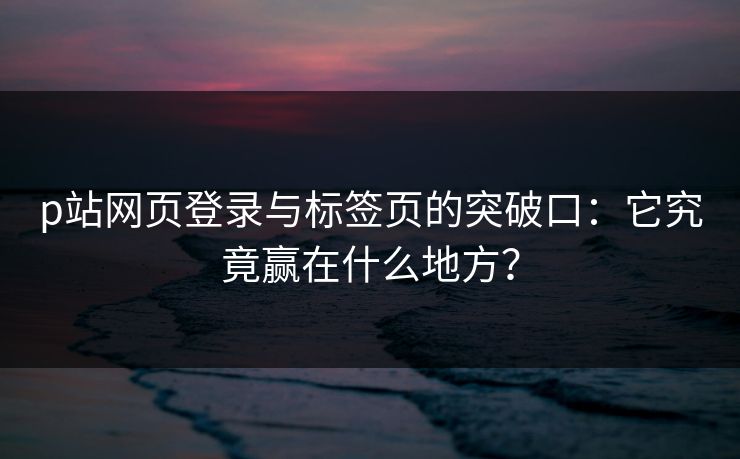 p站网页登录与标签页的突破口：它究竟赢在什么地方？