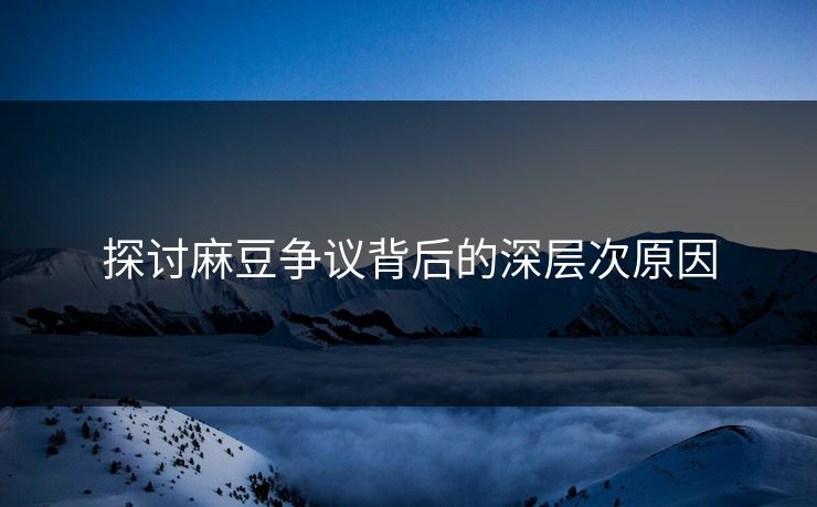 探讨麻豆争议背后的深层次原因 探讨麻豆争议背后的深层次原因