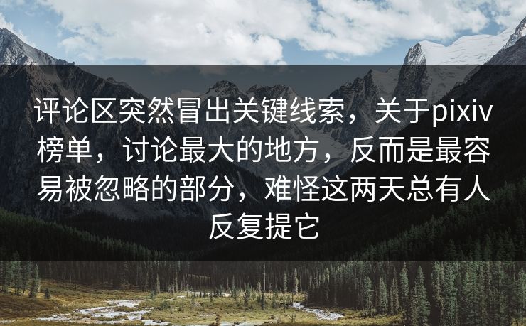 评论区突然冒出关键线索，关于pixiv榜单，讨论最大的地方，反而是最容易被忽略的部分，难怪这两天总有人反复提它