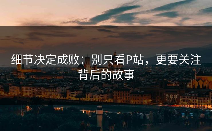 细节决定成败：别只看P站，更要关注背后的故事
